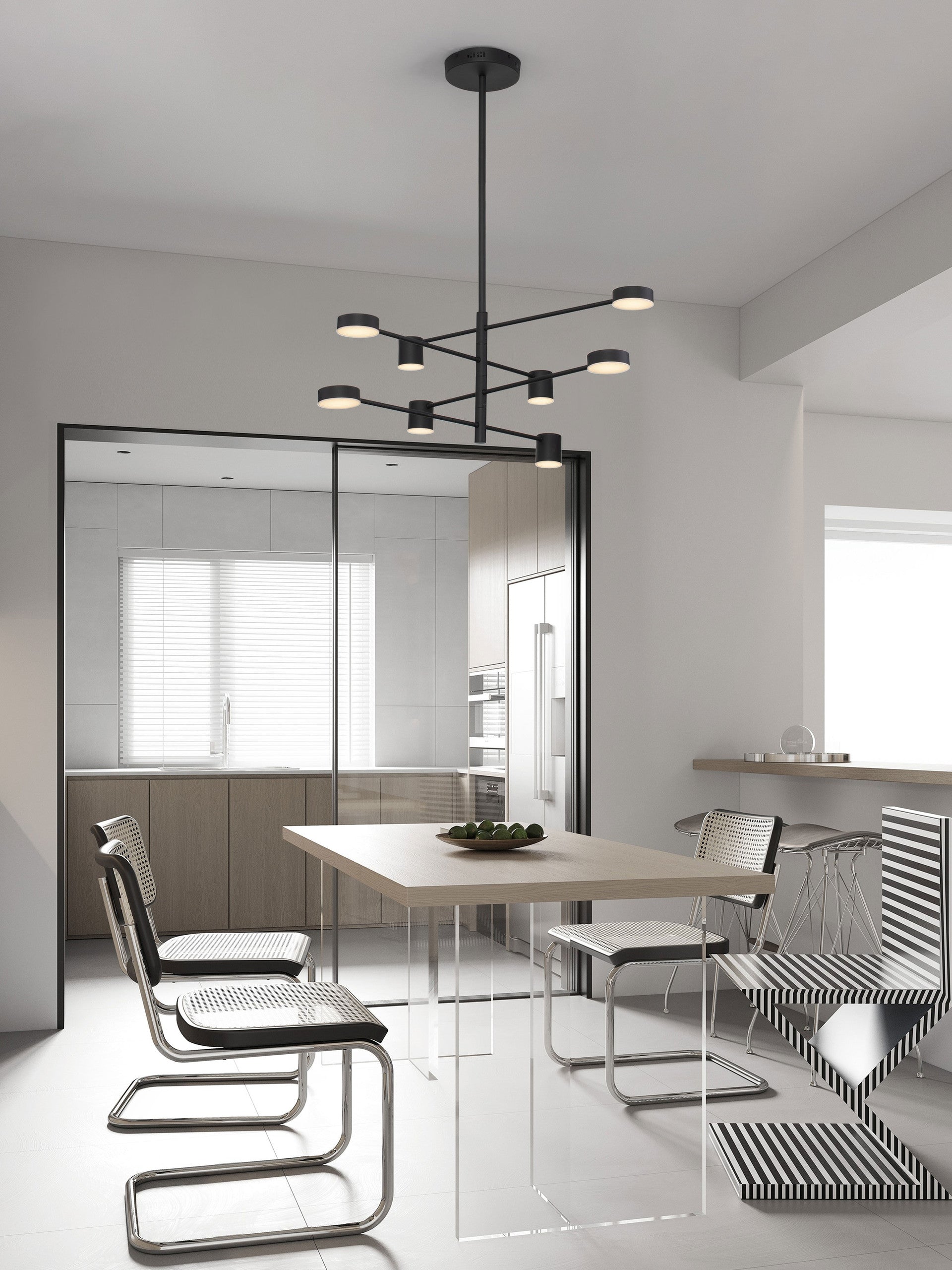 Окачена лампа NORDIK 40W, черна, алуминий и акрил, фиксирана височина ⌀100 H110см