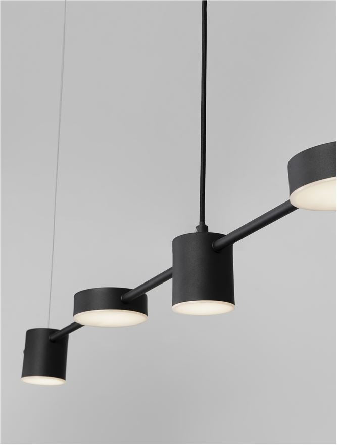 Висящо осветително тяло (пендел) NORDIK 29W Черен алуминий & Акрил Регулируема височина L127 H120см