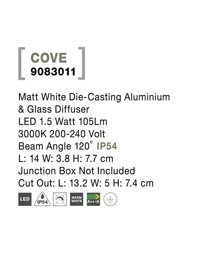 Външен аплик COVE 2W Пясъчно бял леят алуминий IP54