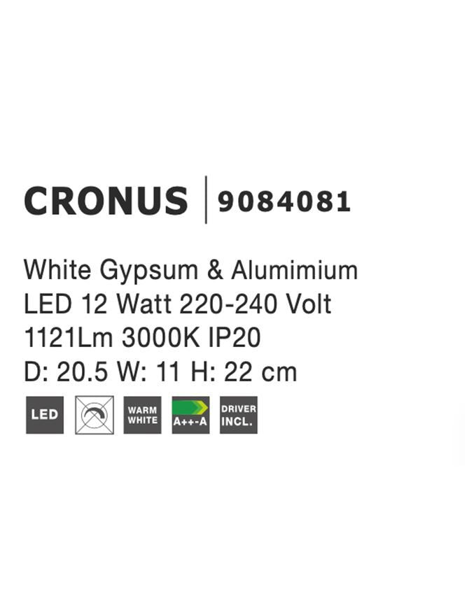 Висящо осветително тяло (пендел) CRONUS 12W Бял гипс и алуминий