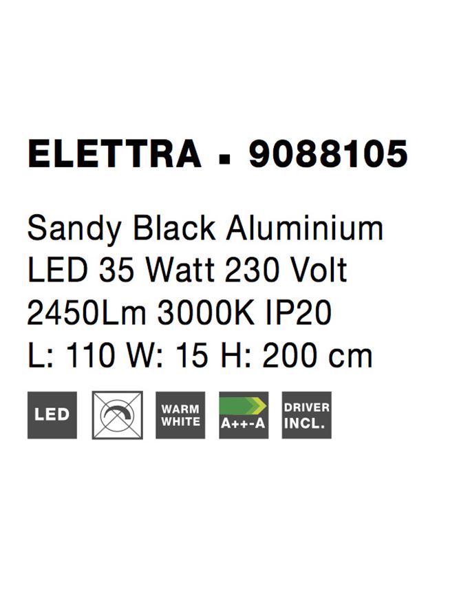 Висящо осветително тяло (пендел) ELETTRA 20W Пясъчно черен алуминий