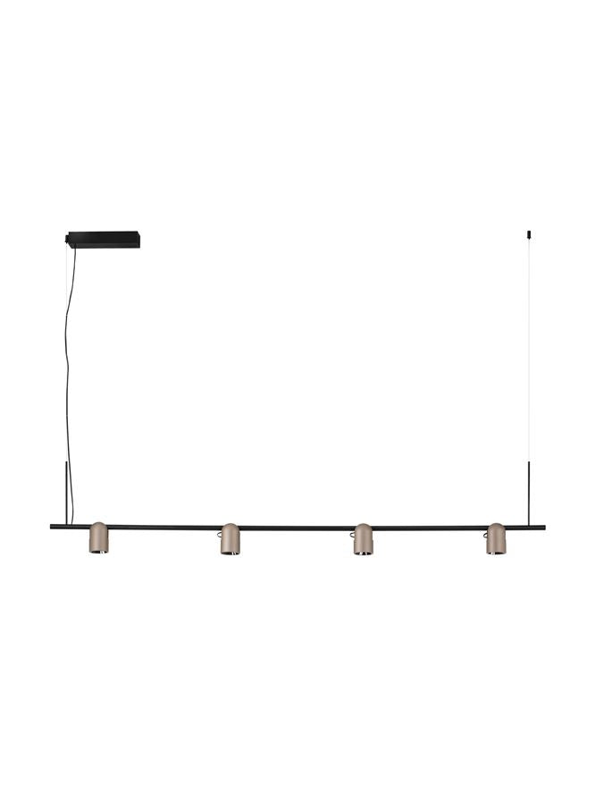 Висящо осветително тяло (пендел) SIRMOS LED 30W 220-240V Шампанско злато алуминий и пясъчно черна основа L150 W6 H212см