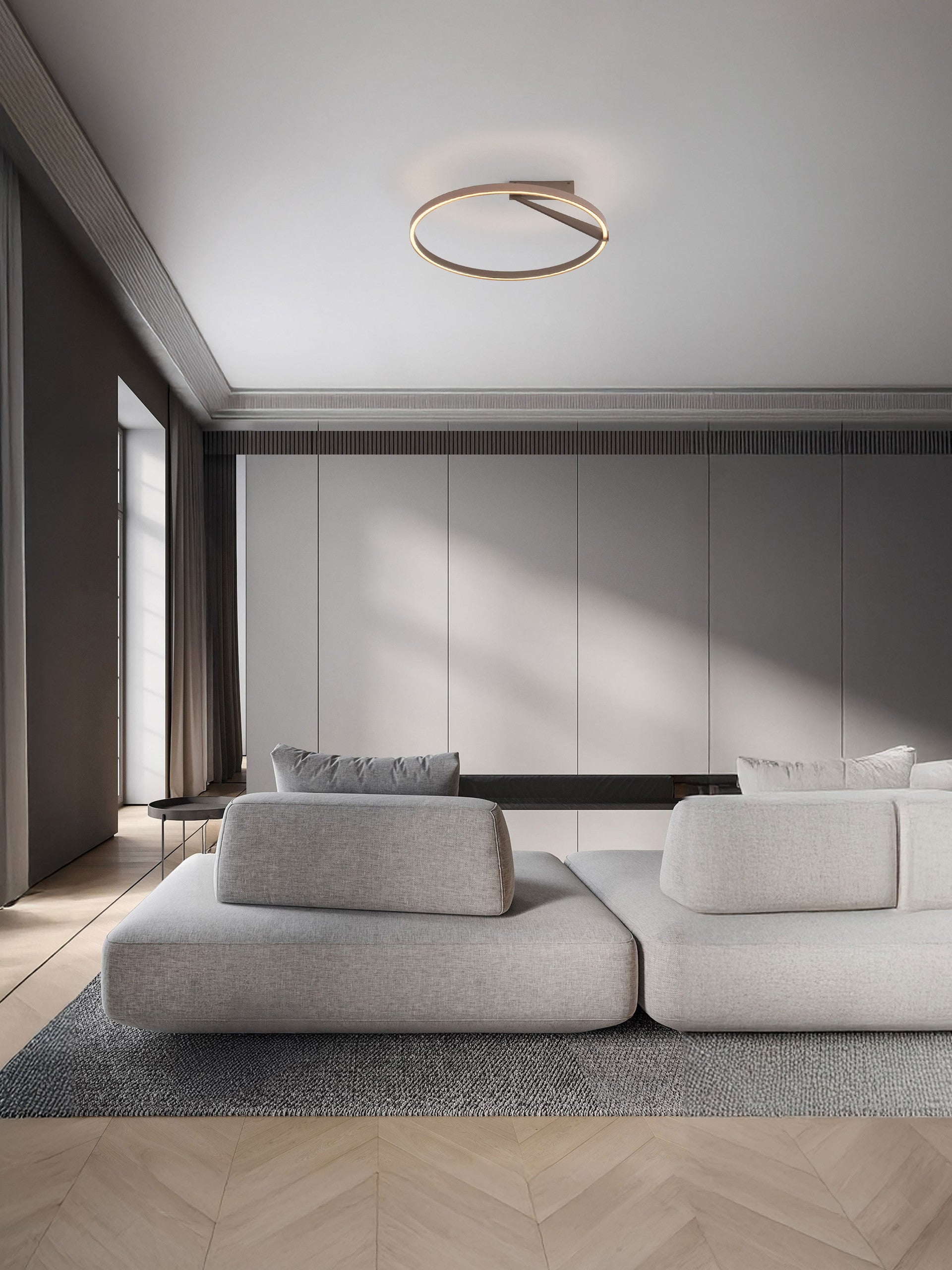 Висящо осветително тяло (пендел) TILIA LED 44W 220-240V Шампанско злато алуминий ⌀60 H20см нагоре и надолу
