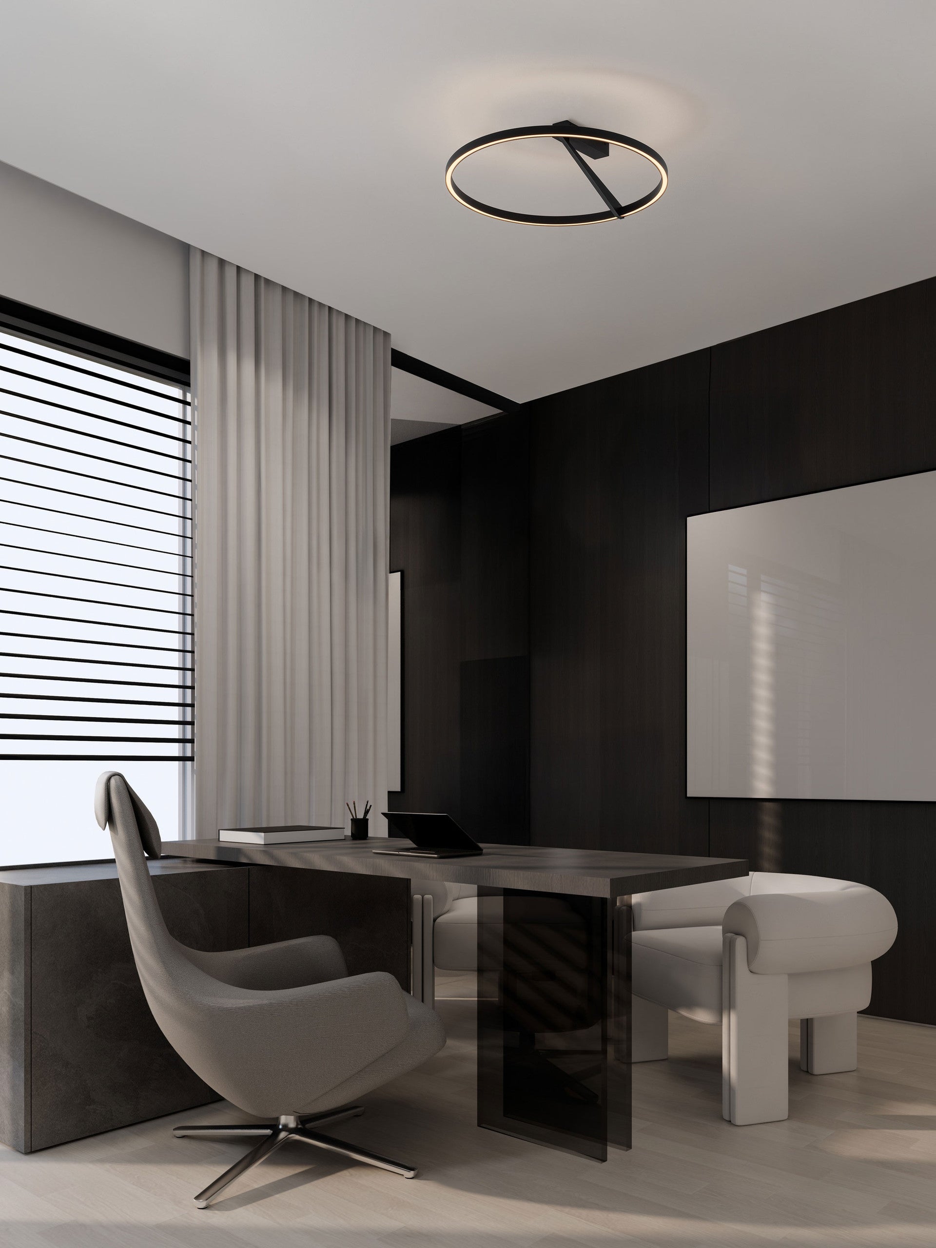 Висящо осветително тяло (пендел) TILIA LED 44W 220-240V Пясъчно черен алуминий ⌀60 H20см нагоре и надолу