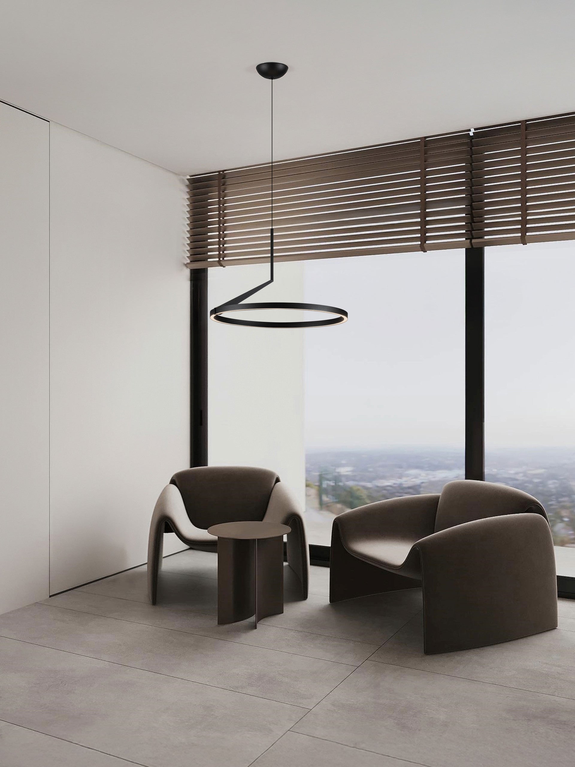 Висящо осветително тяло (пендел) TILIA LED 31W 220-240V Пясъчно черен алуминий ⌀60 H250см нагоре и надолу