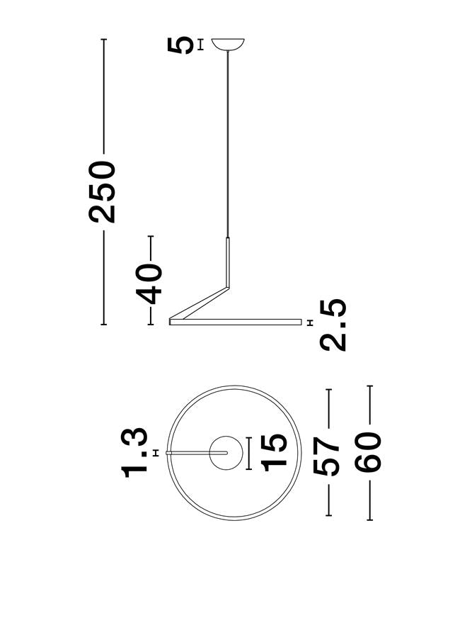 Висящо осветително тяло (пендел) TILIA LED 31W 220-240V Пясъчно черен алуминий ⌀60 H250см нагоре и надолу