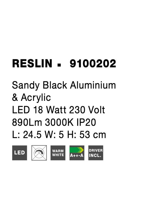 Висящо осветително тяло (пендел) RESLIN 20W Пясъчно черен алуминий и акрил
