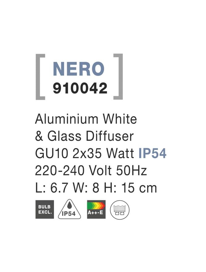 Външен аплик NERO LED GU10 2x10W Пясъчно бял алуминий нагоре/надолу