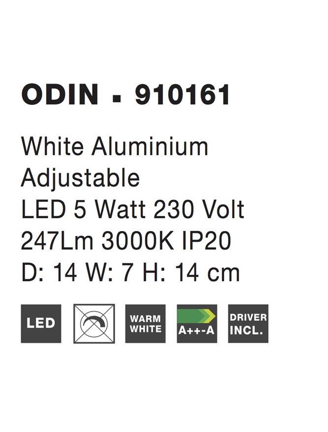 Висящо осветително тяло (пендел) ODIN 5W Бял алуминий регулируем