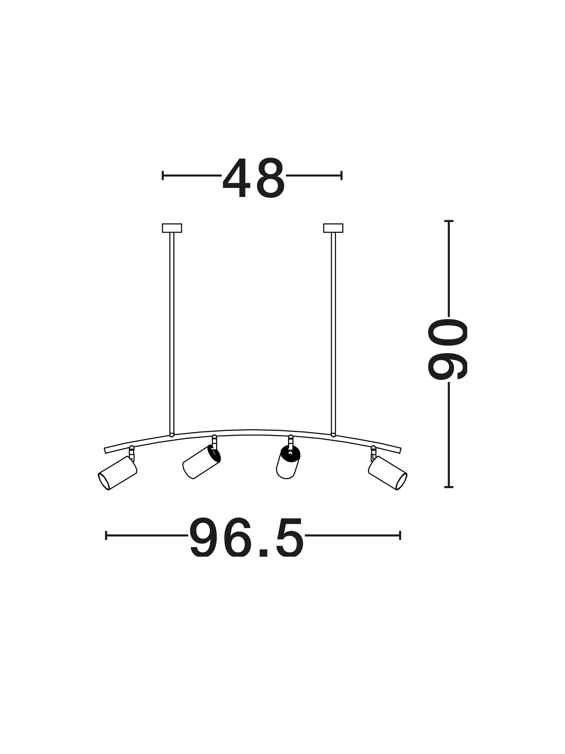 Висящо осветително тяло (пендел) POGNO 4x10W GU10 Черен и златист алуминий L96.5 H90см