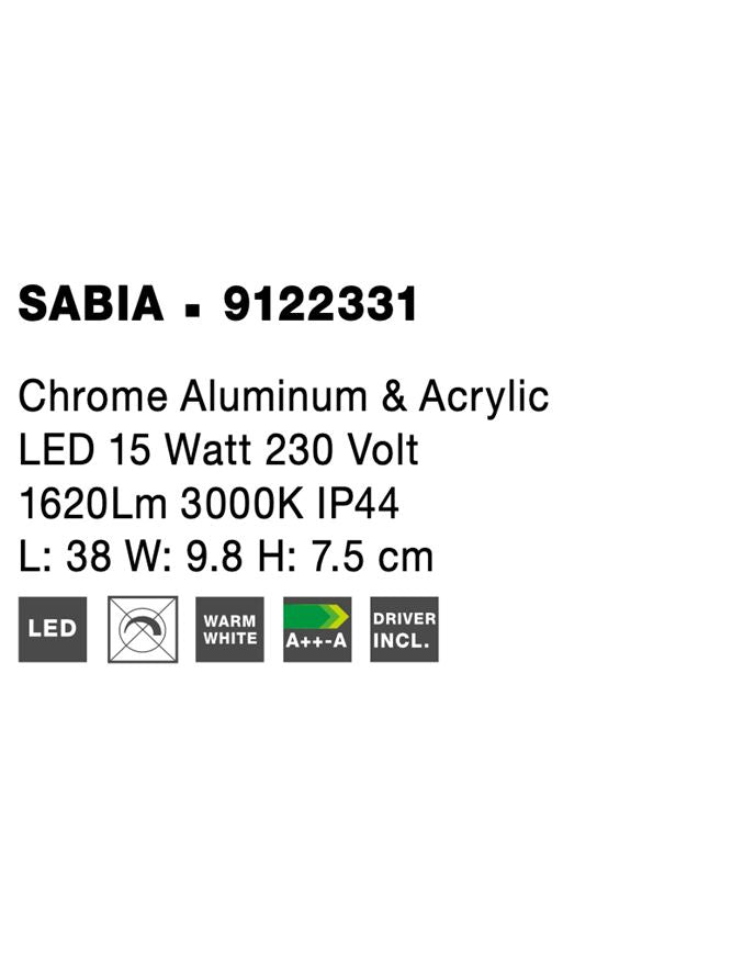 Висящо осветително тяло (пендел) SABIA 15W Хром алуминий акрил