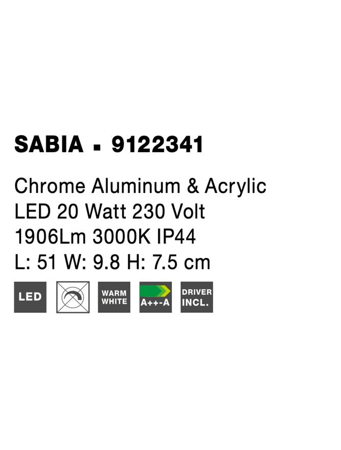 Висящо осветително тяло (пендел) SABIA 20W Хром алуминий акрил