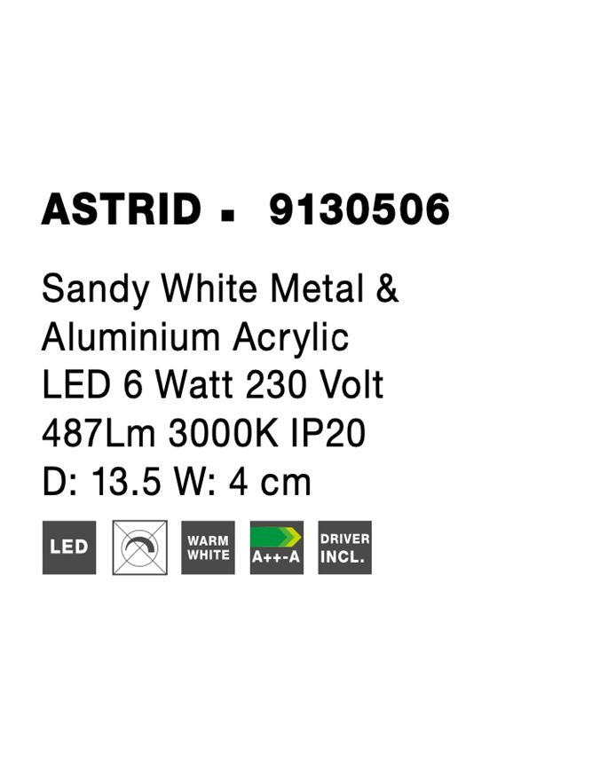 Висящо осветително тяло (пендел) ASTRID 6W Пясъчно бял метал и алуминий акрил