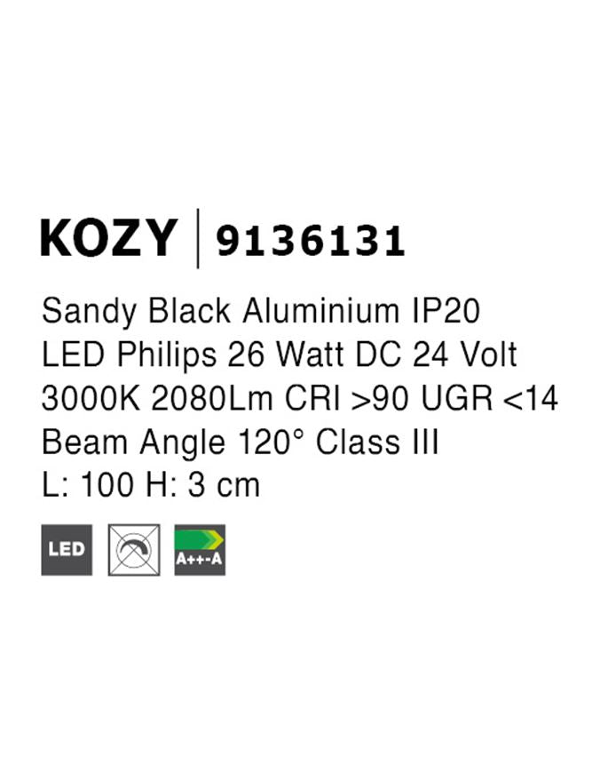 Техническо осветление PLANET 26W 3000K DC24V Пясъчно черен алуминий