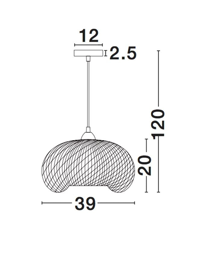 Висящо осветително тяло (пендел) SCARLET 12W LED Натурален бамбук Черен PVC кабел