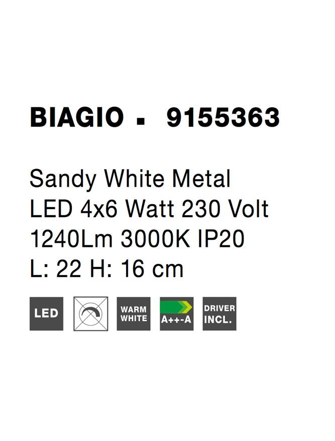 Висящо осветително тяло (пендел) BIAGIO LED 24W Пясъчно бял метал въртящ се
