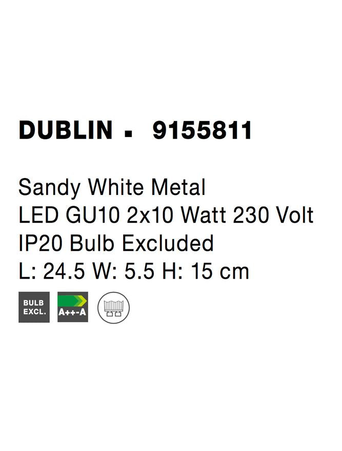 Висящо осветително тяло (пендел) DUBLIN 2x10W GU10 Пясъчно бял метал