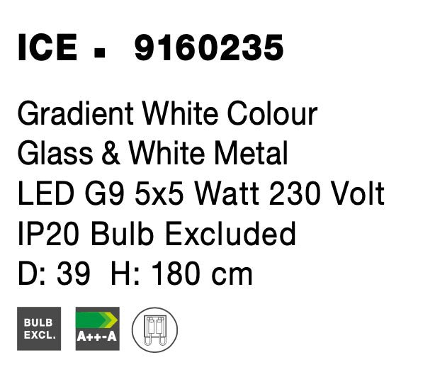 Висяща лампа ICE 25W G9 бял преливащ бял метал