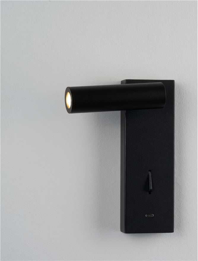 Висящо осветително тяло (пендел) FUSE 3W Черен алуминий с USB и регулируем
