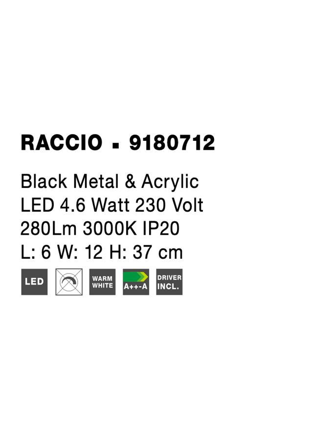 Висящо осветително тяло (пендел) RACCIO 6W Матово черен метал и акрил