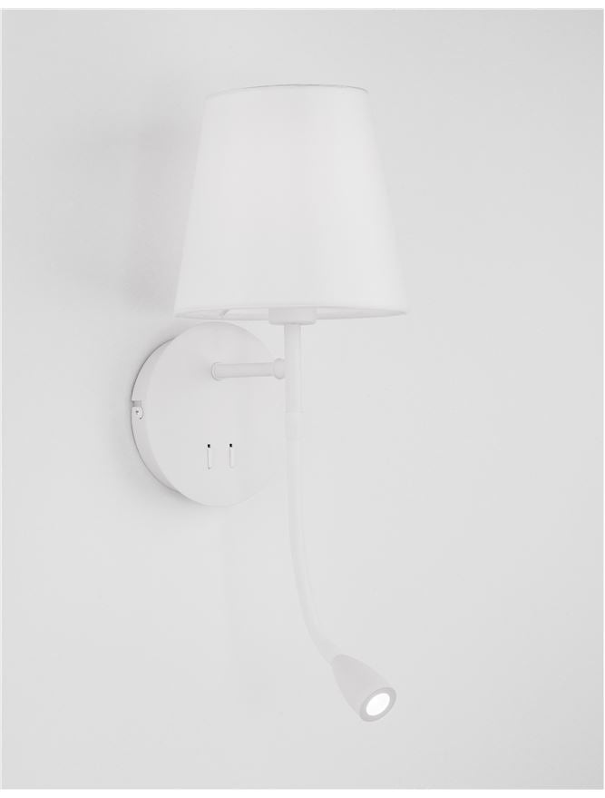 Висящо осветително тяло (пендел) NIA LED E14 8W Бял метал и бял текстилен абажур