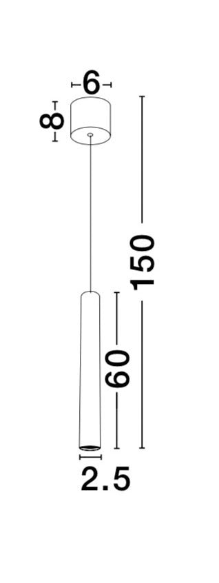 Висящо осветително тяло (пендел) ULTRATHIN LED 3W 230V Пясъчно черен алуминий Регулируема височина ⌀2.5 H60-150см