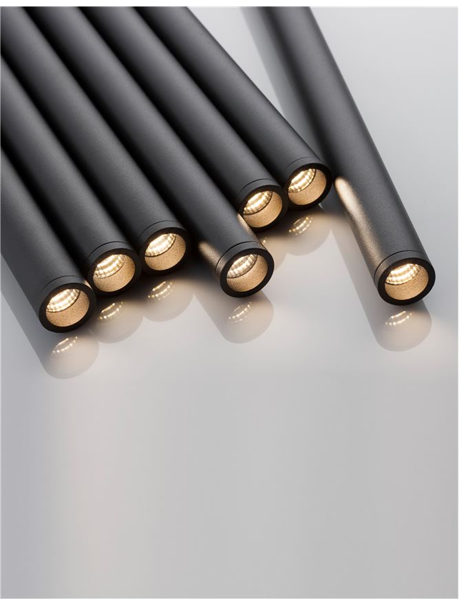 Висящо осветително тяло (пендел) ULTRATHIN LED 7x3W 230V Пясъчно черен алуминий Регулируема височина ⌀40 H150см