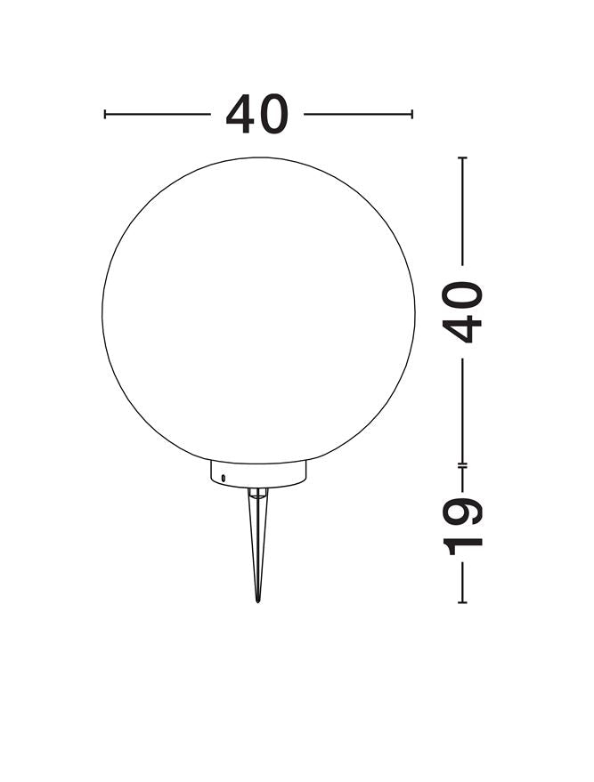 Градинска лампа MOON LED E27 12W Пясъчно бял ⌀40 H40см +19см колче IP65