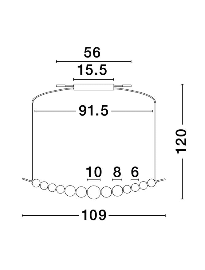 Висящо осветително тяло (пендел) PERLA 28W LED Хром метал и опалово стъкло L109 W13.5 H120см