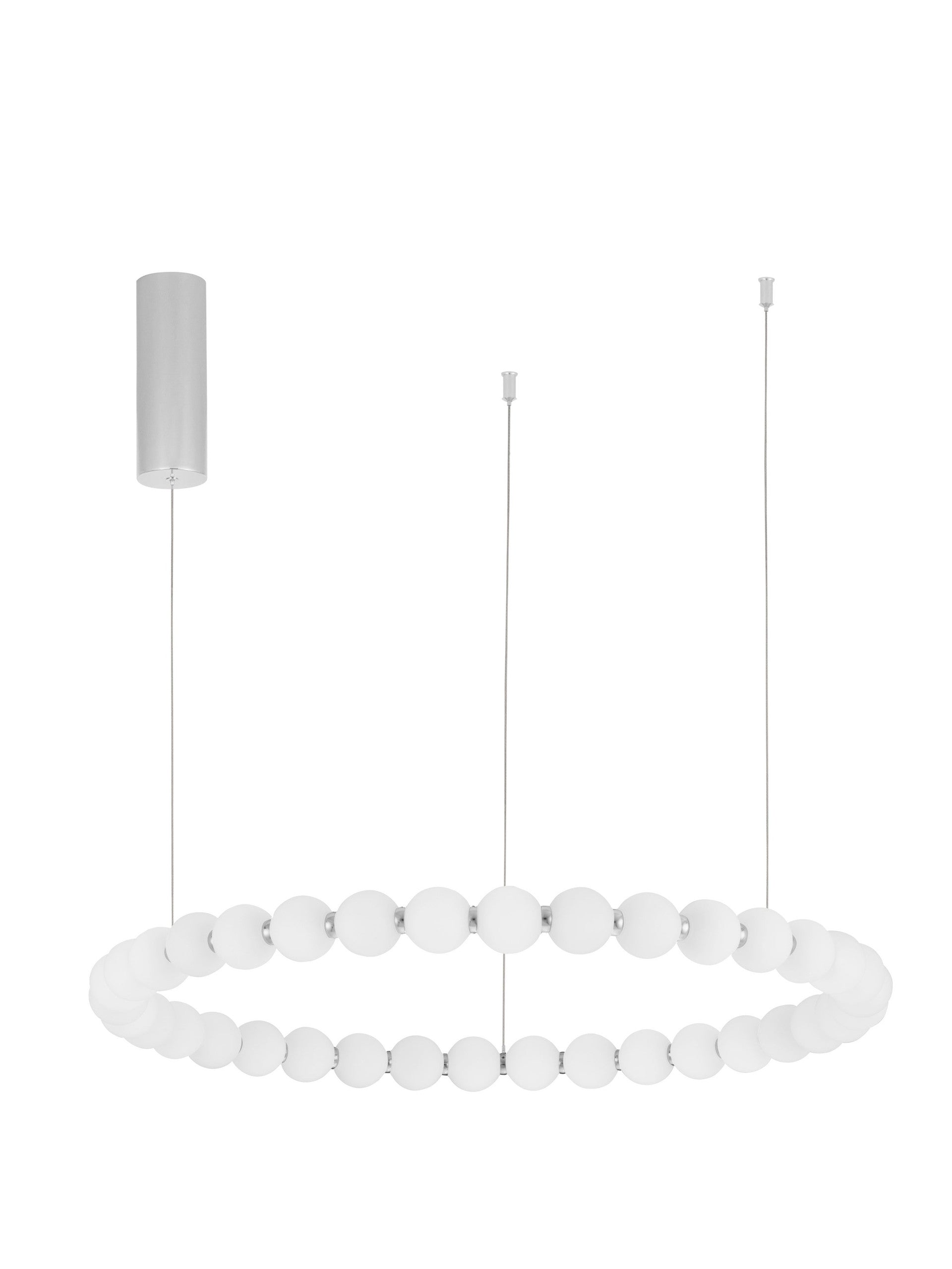 Висящо осветително тяло (пендел) PERLA 72W LED Хром метал и опалово стъкло D80 H200см Регулируема височина