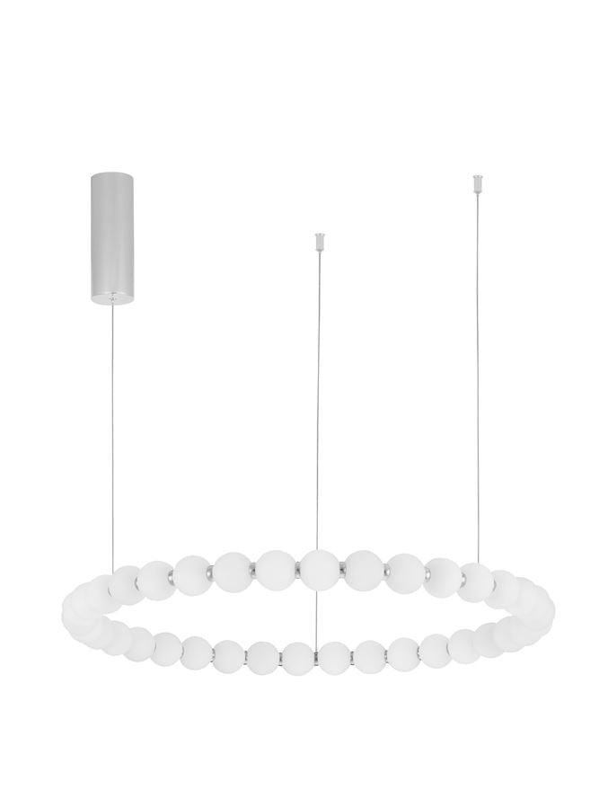 Висящо осветително тяло (пендел) PERLA 72W LED Хром метал и опалово стъкло D80 H200см Регулируема височина