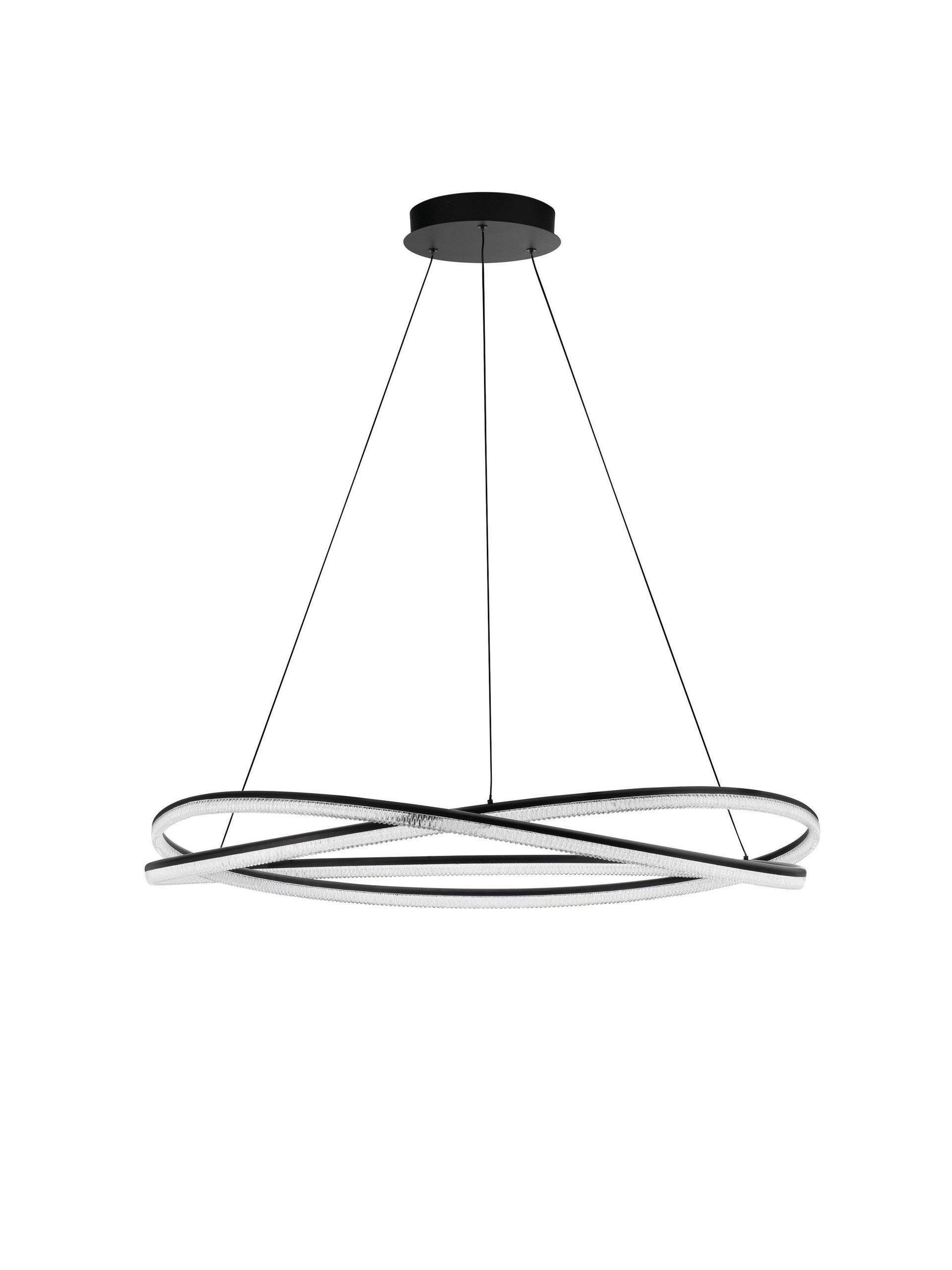 Висящо осветително тяло (пендел) OFELIA 68W LED Пясъчно черен алуминий и структурен акрил ⌀95 H150см