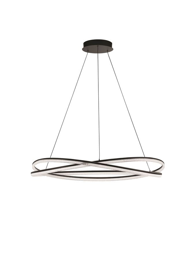 Висящо осветително тяло (пендел) OFELIA 68W LED Пясъчно черен алуминий и структурен акрил ⌀95 H150см