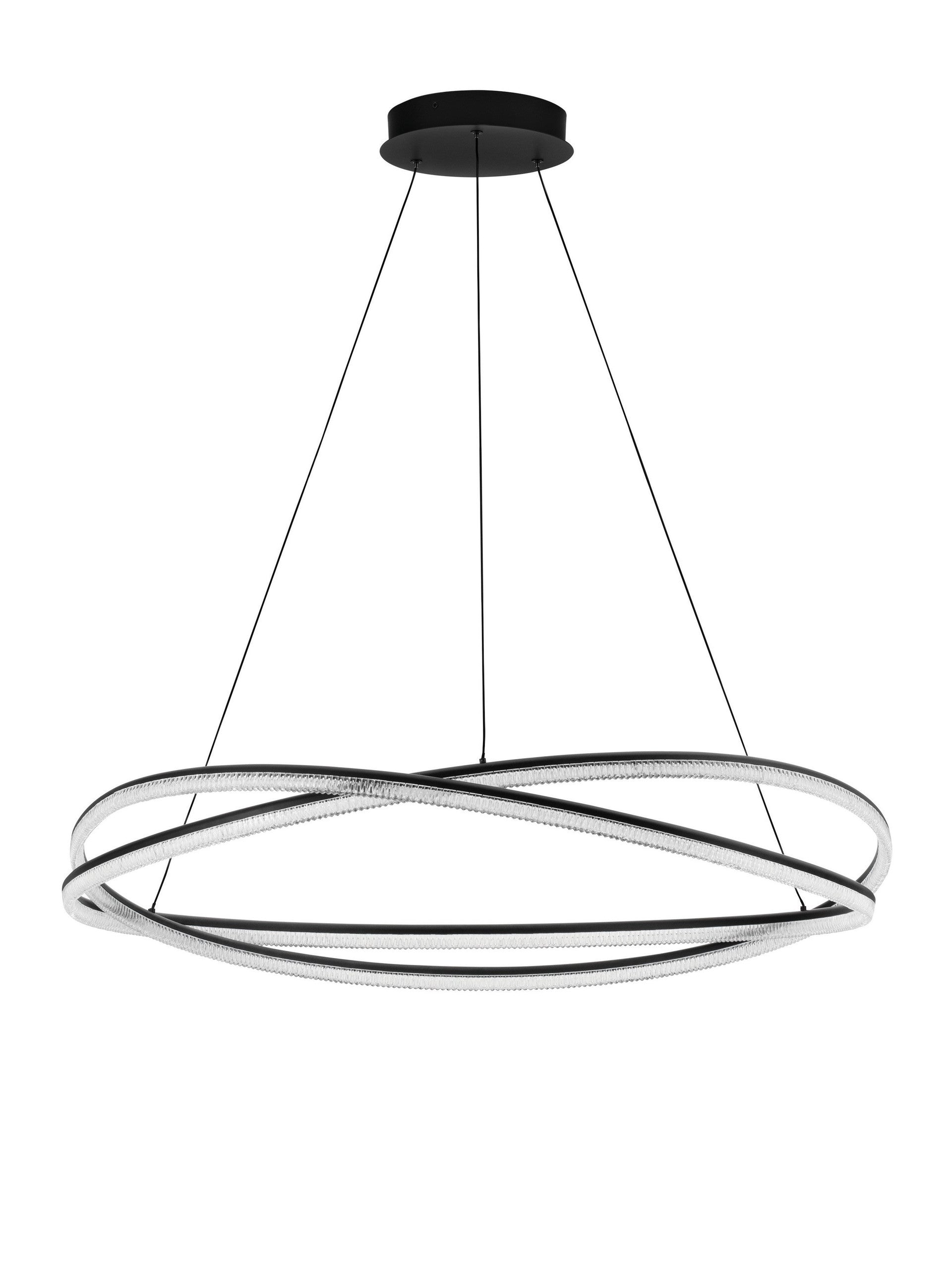 Висящо осветително тяло (пендел) OFELIA 68W LED Пясъчно черен алуминий и структурен акрил ⌀95 H150см