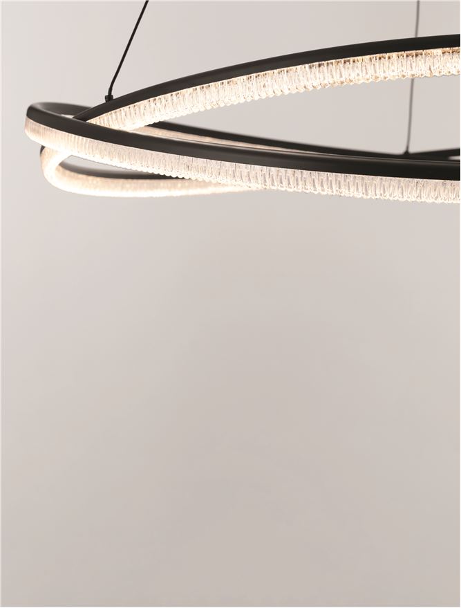 Висящо осветително тяло (пендел) OFELIA 68W LED Пясъчно черен алуминий и структурен акрил ⌀95 H150см