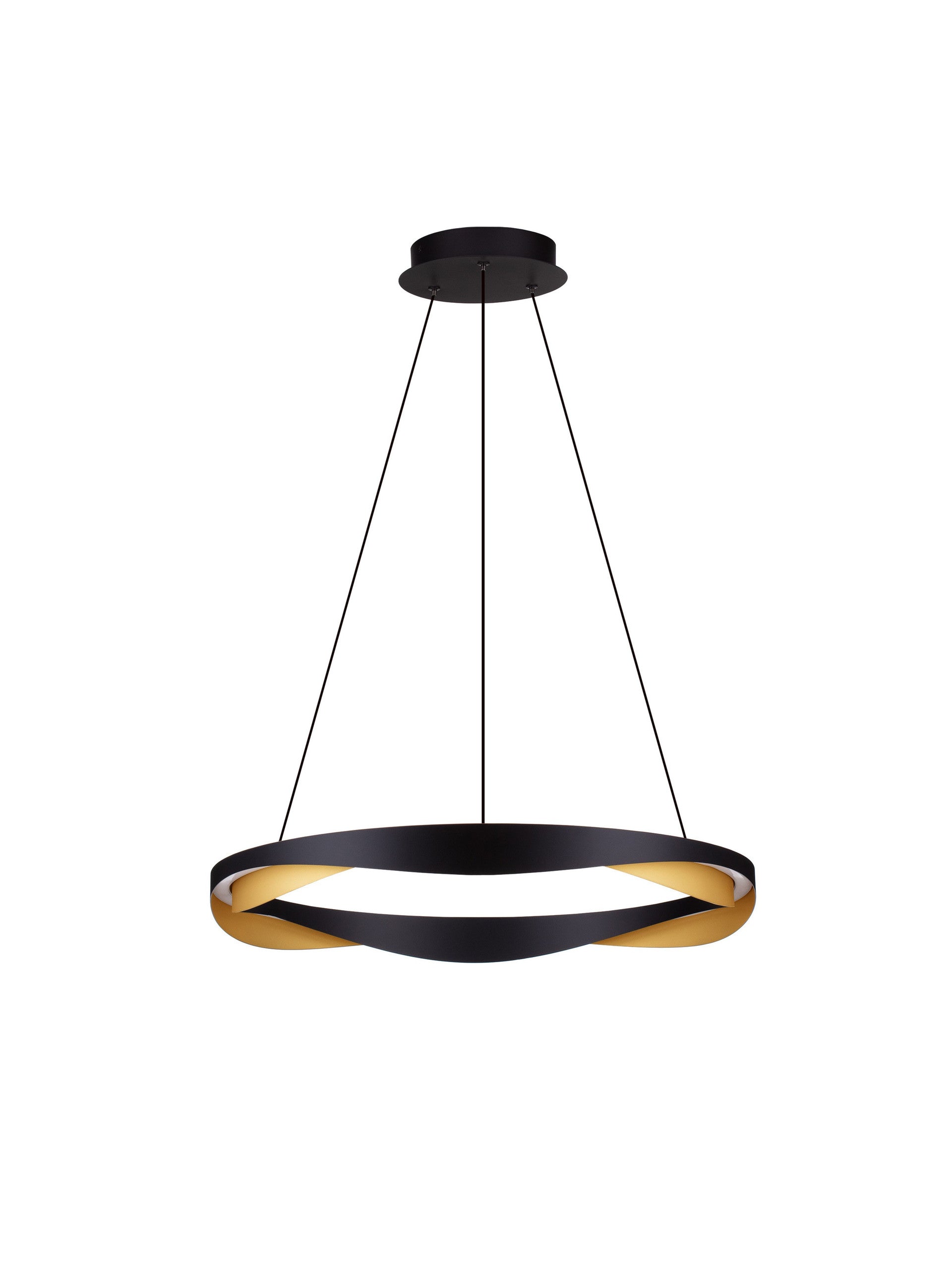 Висяща лампа RADON 53W LED, мат черно и златно, алуминий, ⌀65 H160см
