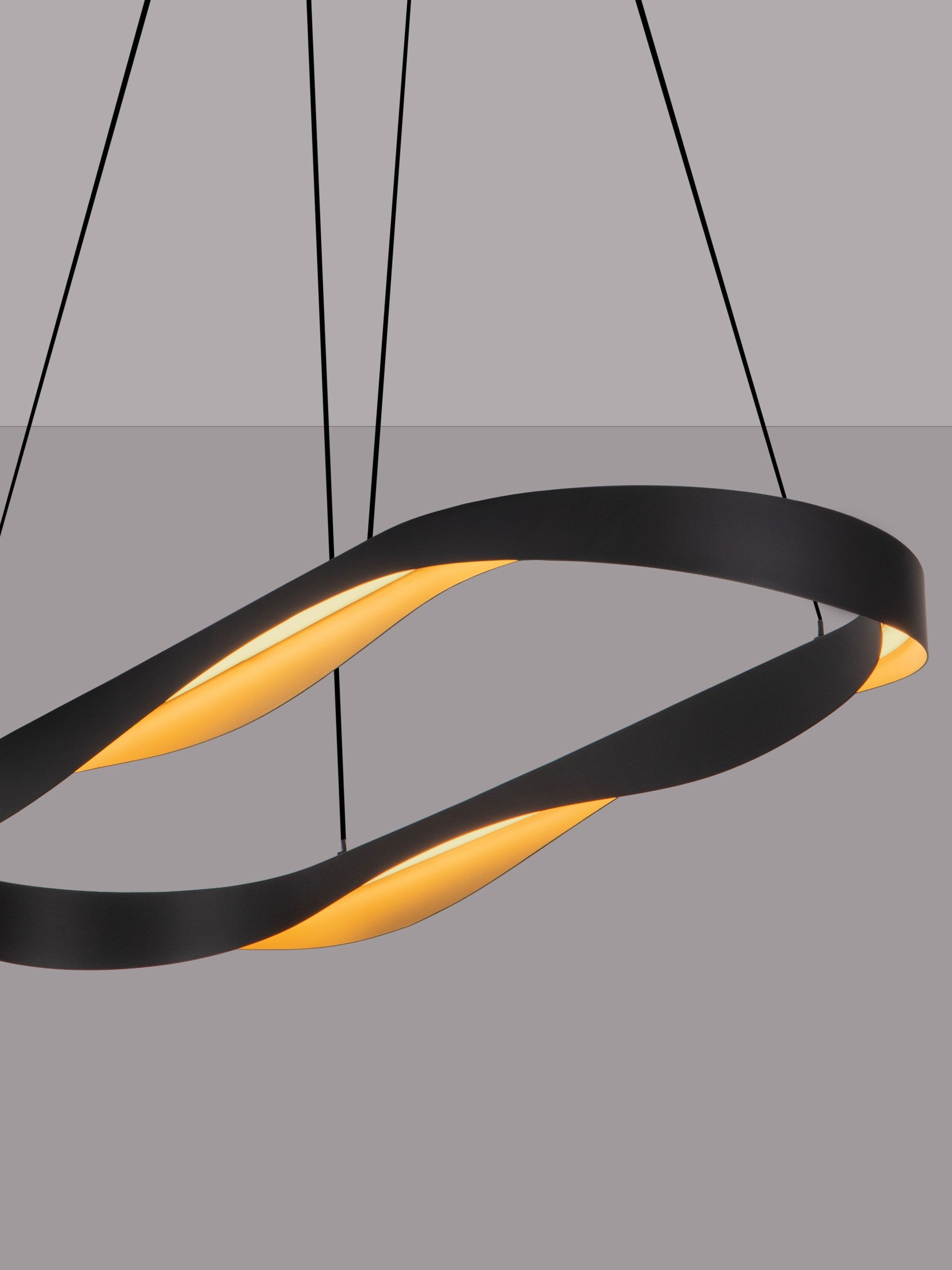 Висящо осветително тяло (пендел) RADON 62W LED Матово черен и златист алуминий ⌀100 H160см