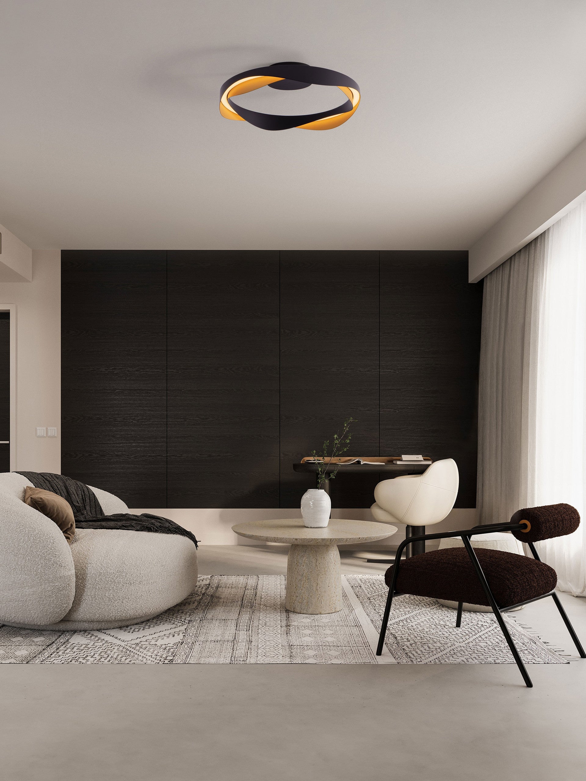 Висящо осветително тяло (пендел) RADON 40W LED Матово черен и златист алуминий ⌀45 H13см