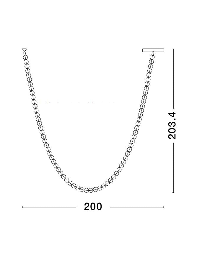 Висящо осветително тяло (пендел) PERLA 109W Златен метал Опалово стъкло L500 H203см Триак димируем