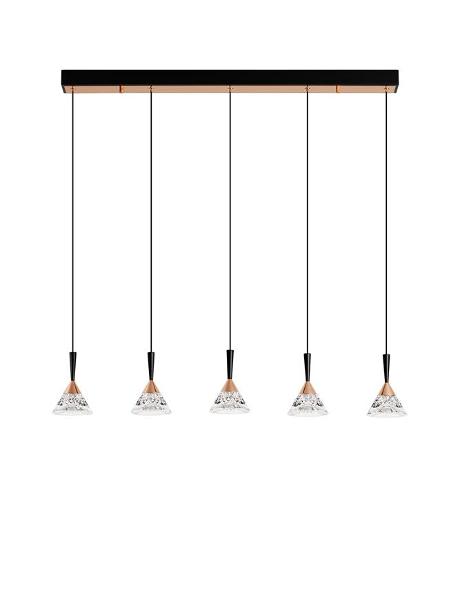 Висящо осветително тяло (пендел) PALUZ 30W LED Матово черен и златист месинг ⌀10.5 L90.5 H150см