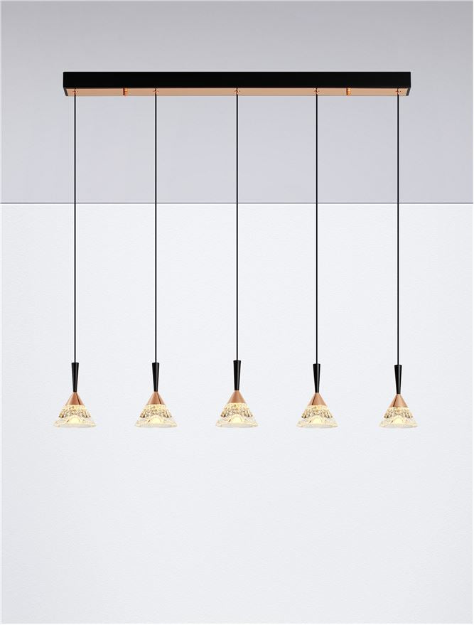 Висящо осветително тяло (пендел) PALUZ 30W LED Матово черен и златист месинг ⌀10.5 L90.5 H150см
