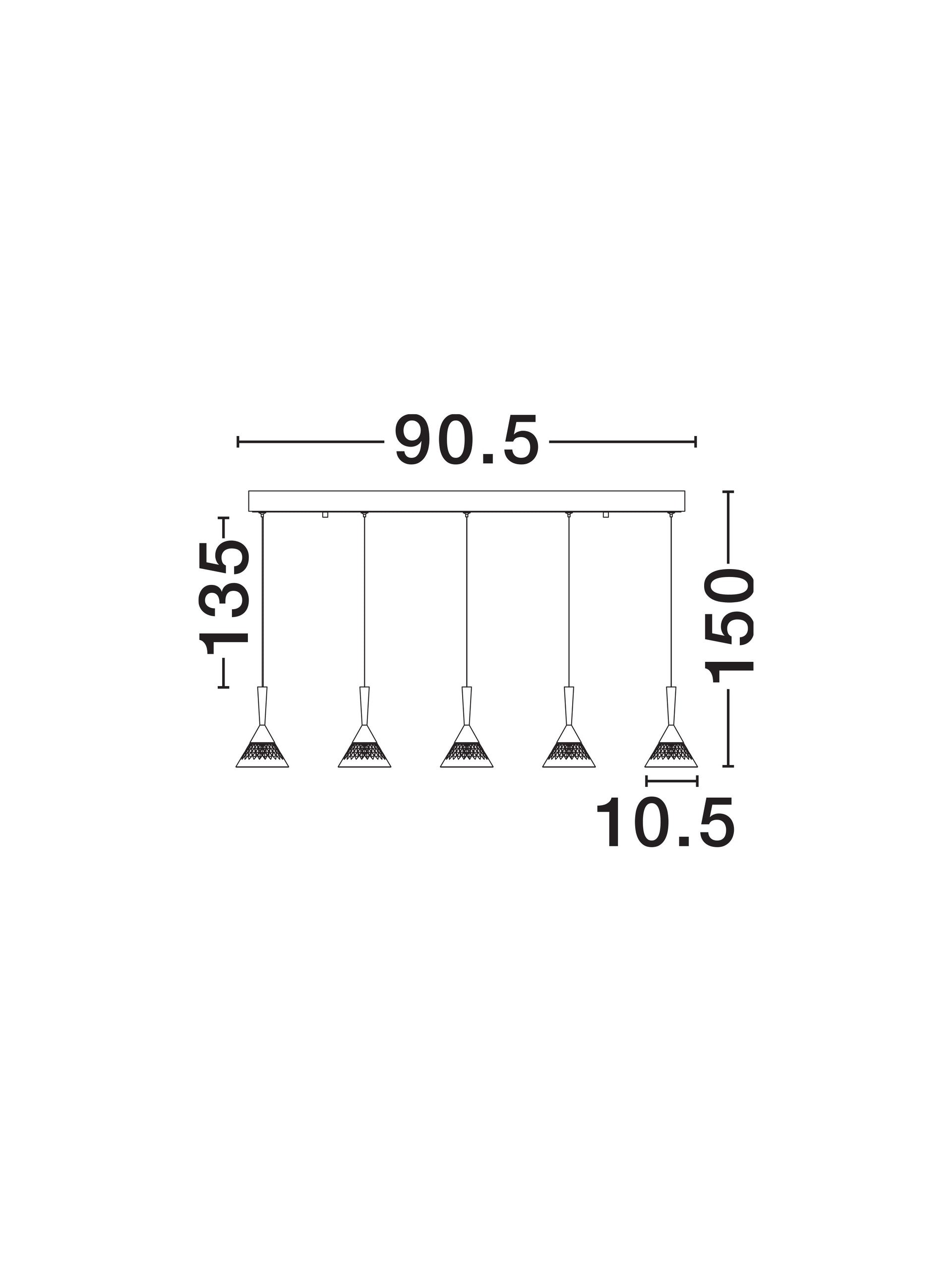 Висящо осветително тяло (пендел) PALUZ 30W LED Матово черен и златист месинг ⌀10.5 L90.5 H150см