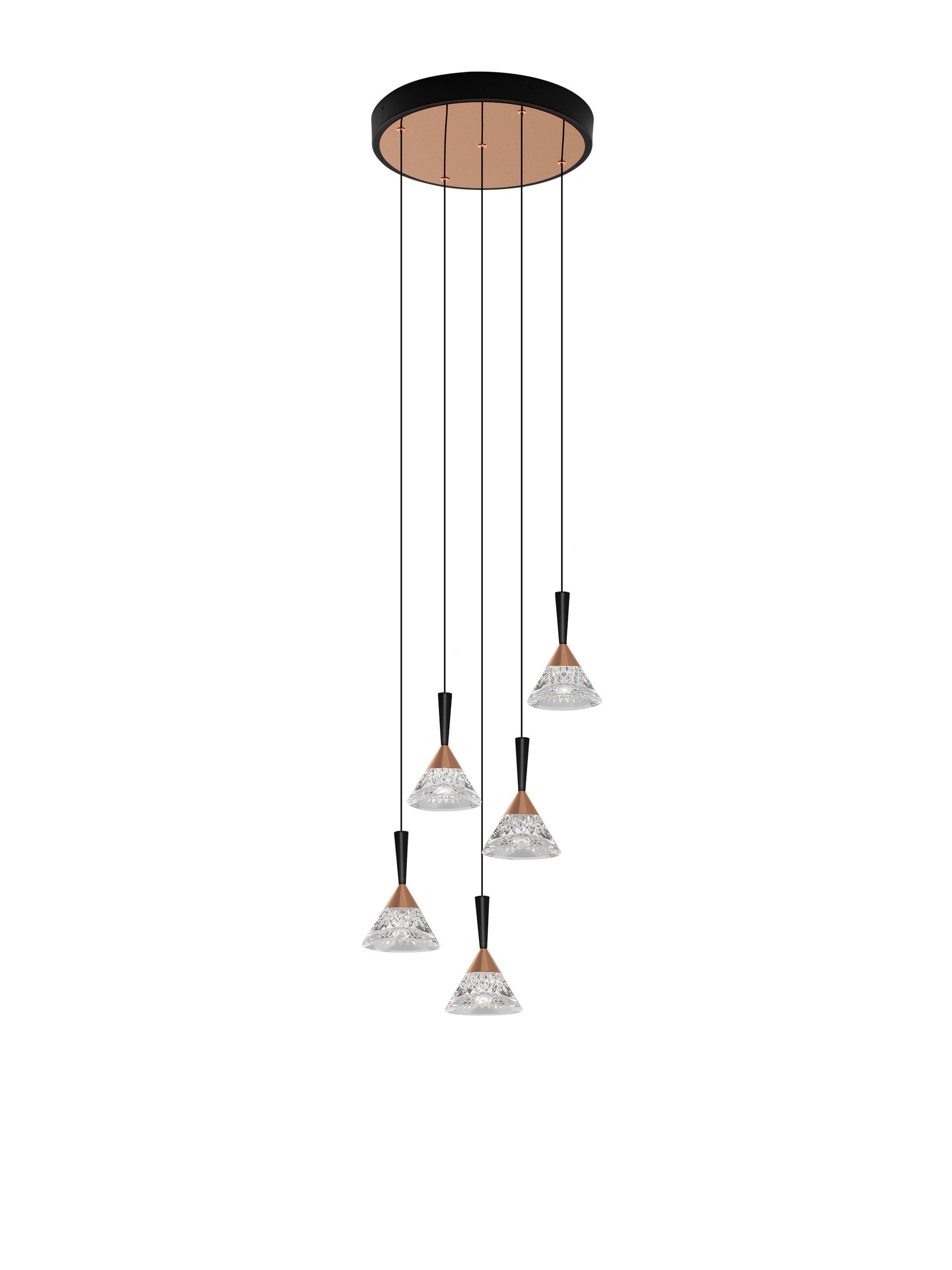 Висяща лампа PALUZ 30W LED, матово черна и месингово златиста, ⌀32 H150cm