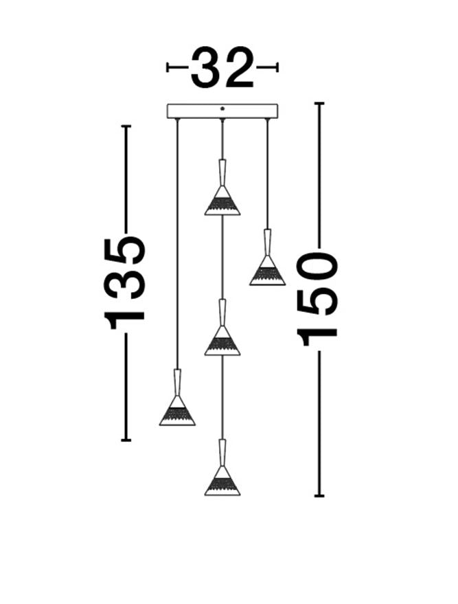 Висящо осветително тяло (пендел) PALUZ 30W LED Матово черен и златист месинг ⌀32 H150см