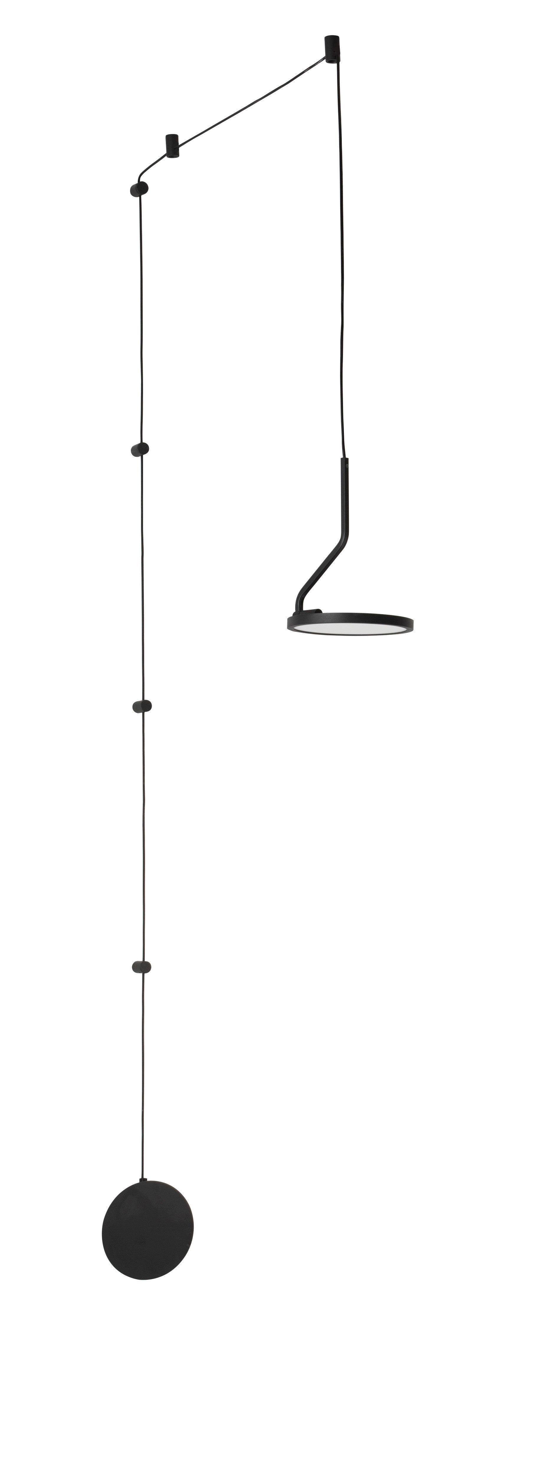 Висящо осветително тяло (пендел) LUCCELO LED 10W 230V Пясъчно черен алуминий и акрил Регулируема височина L16 W16 H400см