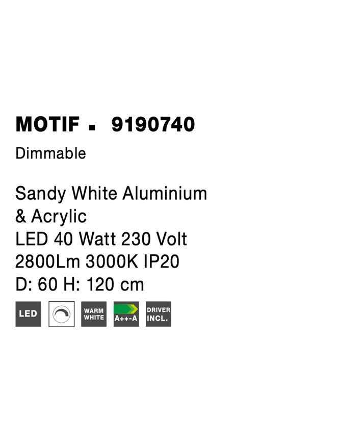 Висящо осветително тяло (пендел) MOTIF 40W LED 3000K Триак димируем Пясъчно бял алуминий акрил Регулируема височина
