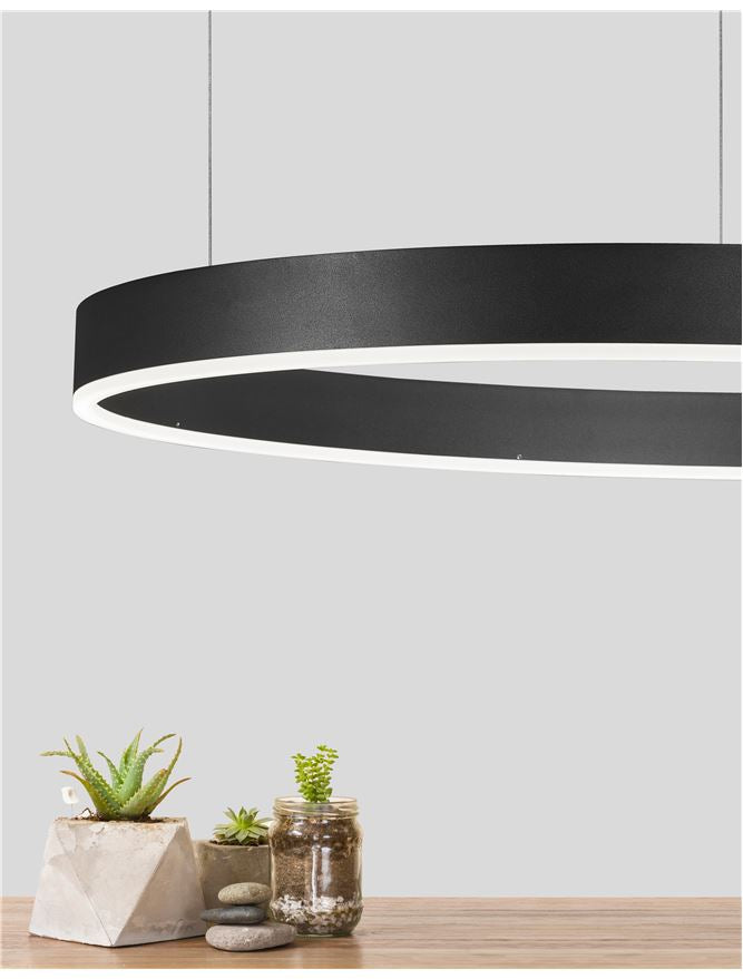 Висящо осветително тяло (пендел) MOTIF LED 50W 230V Триак димируем Пясъчно черен алуминий и акрил ⌀80 H200см