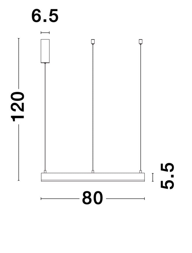 Висящо осветително тяло (пендел) MOTIF LED 50W 230V Триак димируем Пясъчно черен алуминий и акрил ⌀80 H200см