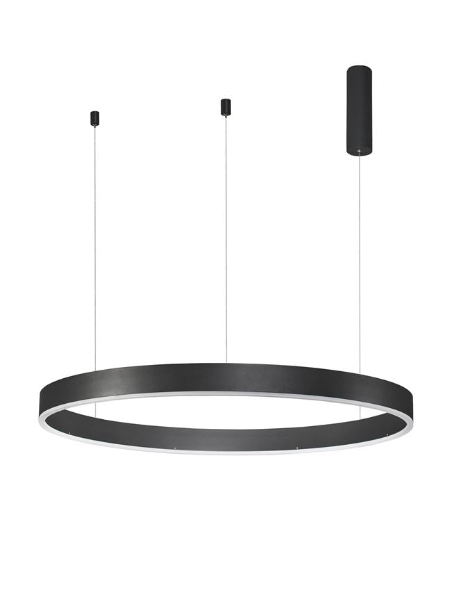 Висящо осветително тяло (пендел) MOTIF LED 60W 230V Триак димируем Пясъчно черен алуминий и акрил Регулируема височина ⌀100 H200см