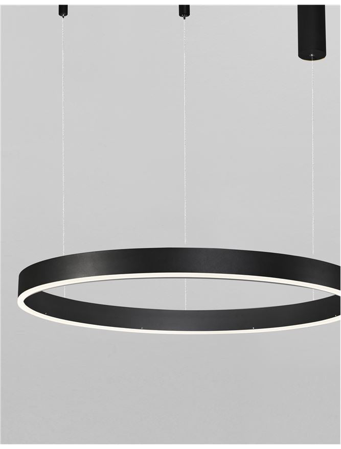 Висящо осветително тяло (пендел) MOTIF LED 60W 230V Триак димируем Пясъчно черен алуминий и акрил Регулируема височина ⌀100 H200см